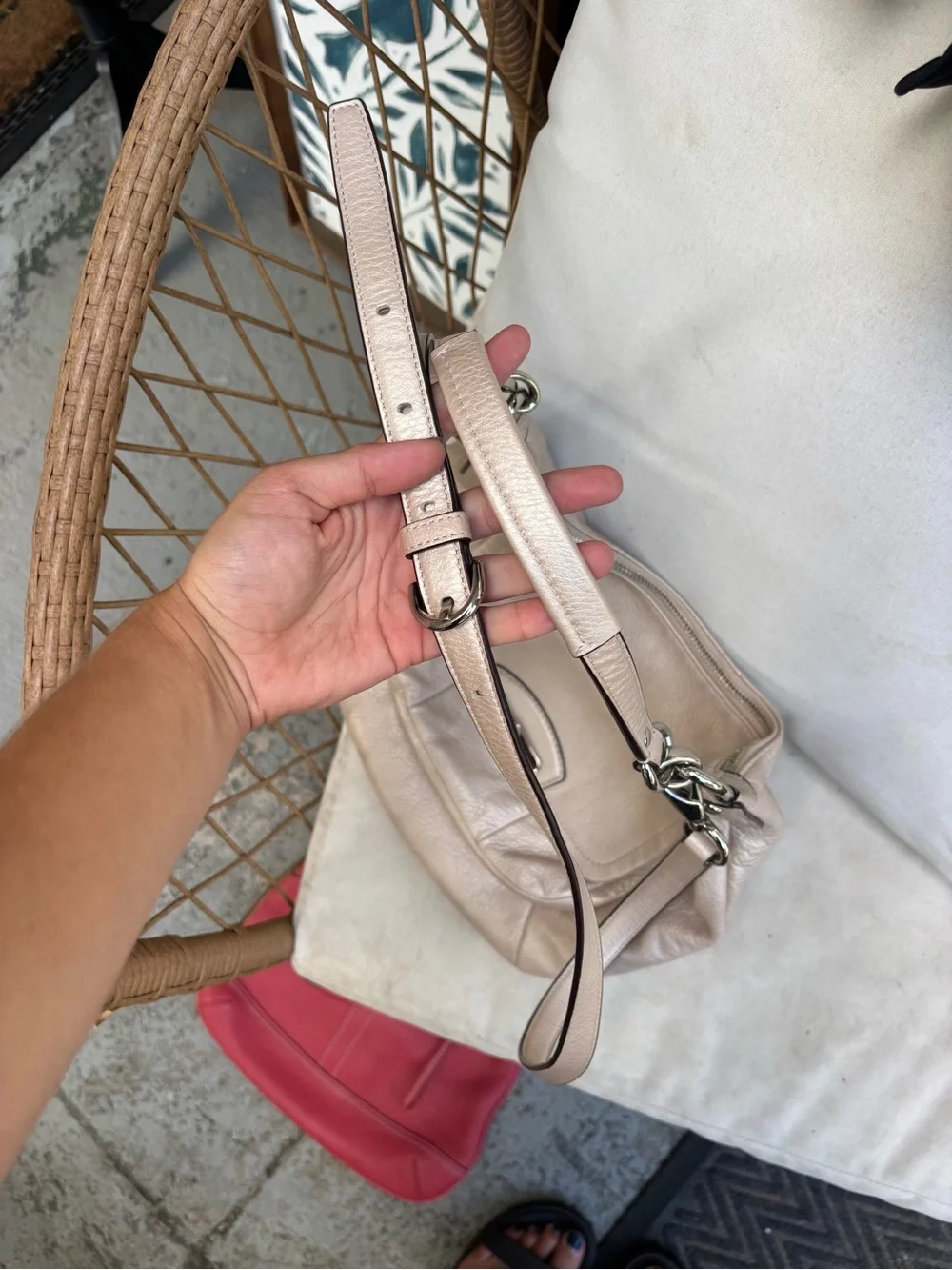 Coach Kristin hobo metallic leather shoulder bag crossbody purse